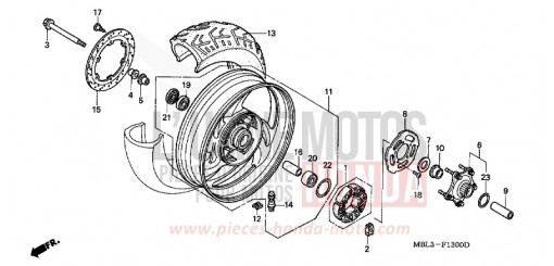 ROUE ARRIERE NT650V3 de 2003